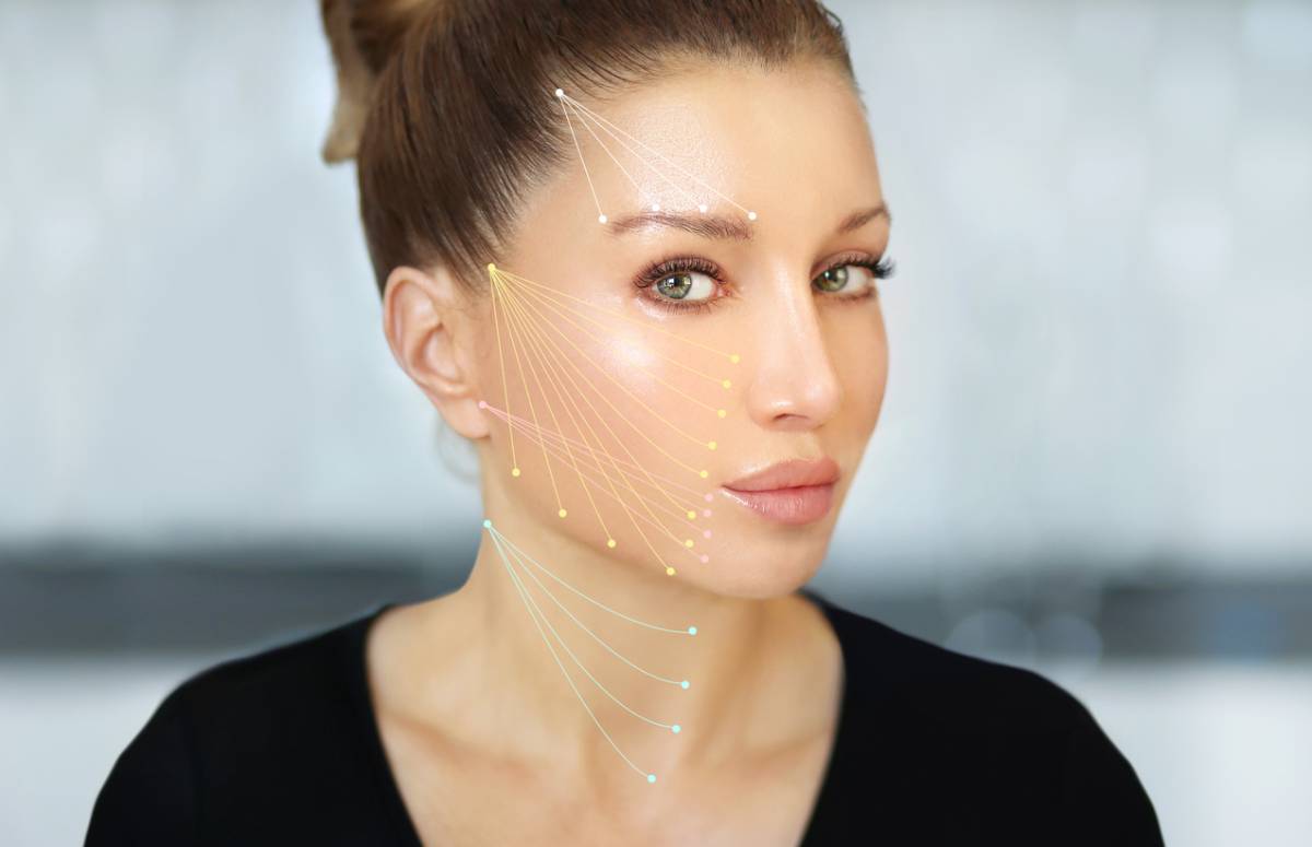 Younger person marked with lines for a facelift.